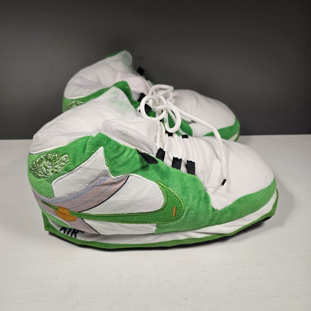 Rare 1985 Plush Off-White for Nike Air Jordan 1 Sneaker Slippers Green Unisex